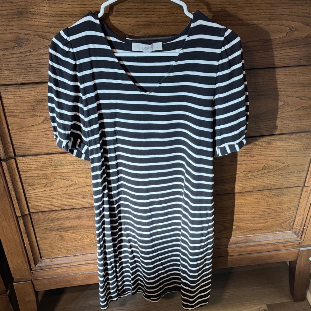 LOFT black and white striped dress
